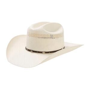 Stetson Lobo 10X Straw Cowboy Hat Natural Size 7 1/4 Cattleman Creased Used